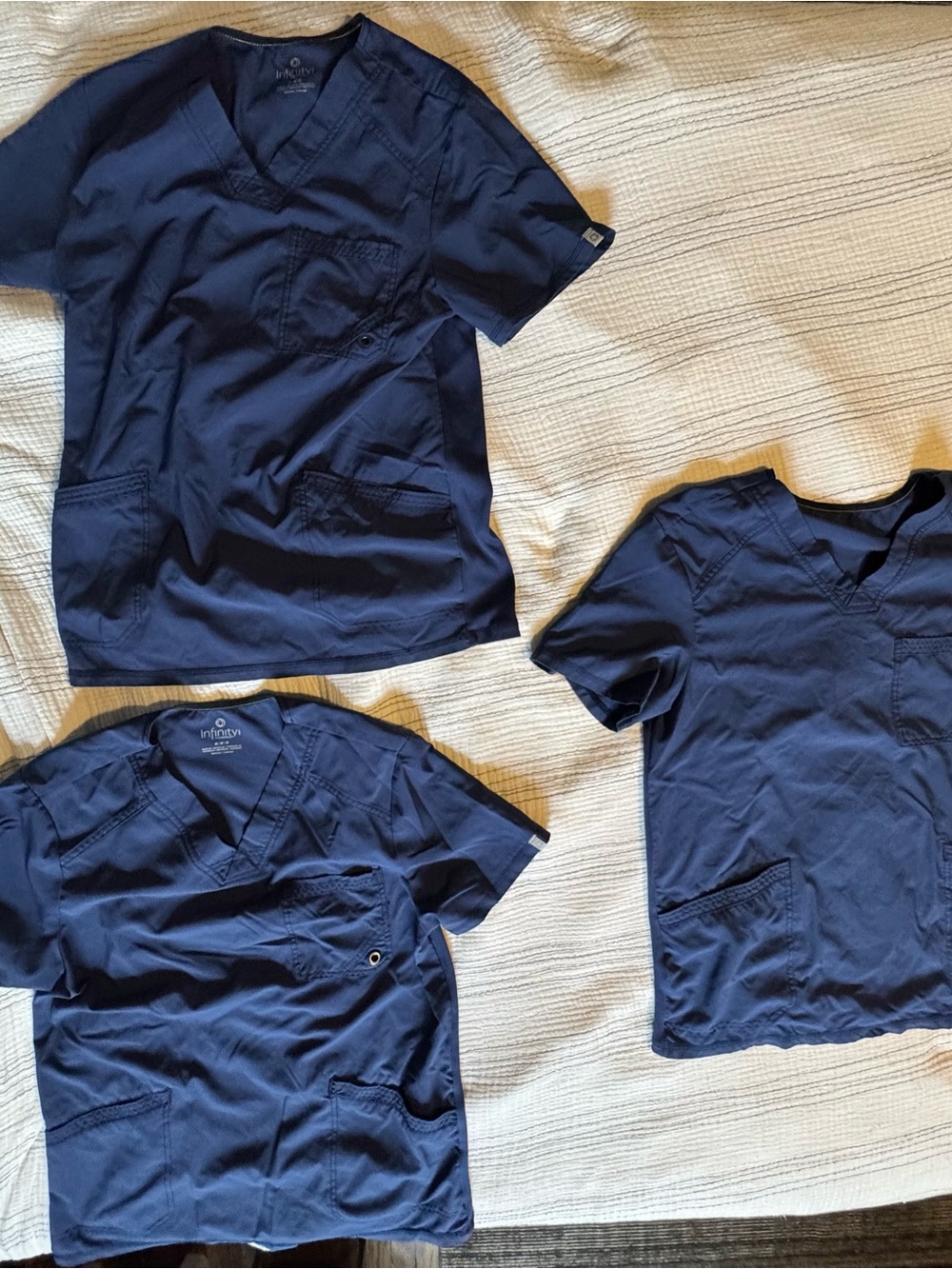 INFINITY by Cherokee Men’s Scrub Tops Navy Blue Set of 3